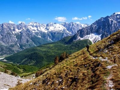 Wanderweg Eselpfad Berge Schnee Albanien