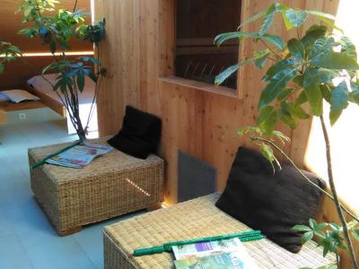 Sitzgelegenheiten Panorama Sauna Holz Wellness