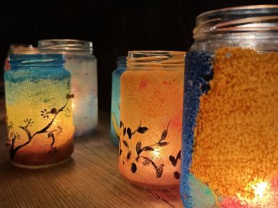 selbst gestaltete windlichter kreativ neu individuell nachhaltig upcycling