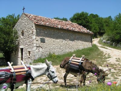 Eseltrekking Wanderung mit Kindern in den Abruzzen.