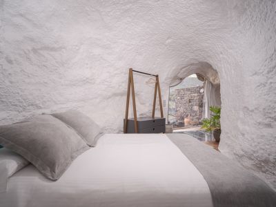 Schlafzimmer-Zweibettzimmer-Höhlenwohnung-Gran Canaria