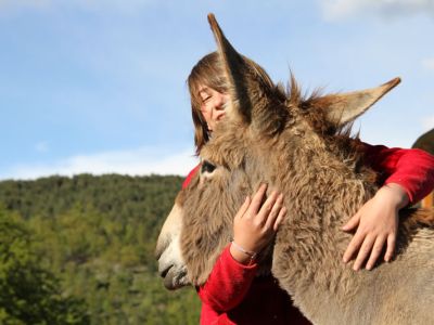 Wandern mit Tieren mit Esel in Frankreich Bergurlaub mit Kindern