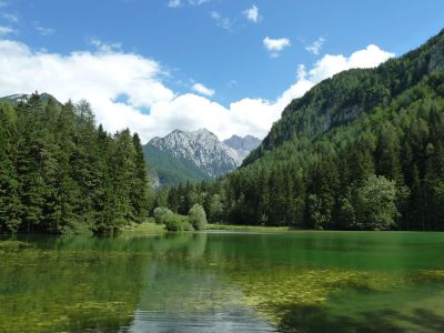 Badesee Jezersko Alpen Slowenien Berge Urlaub Ferien Reise