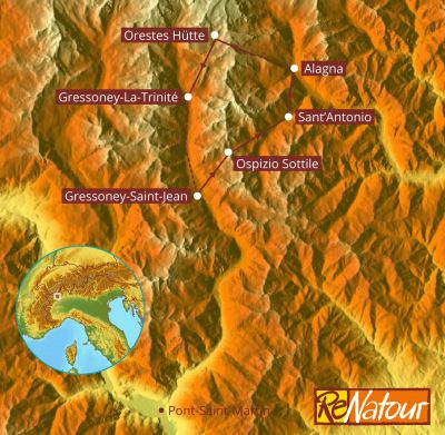 Wandern ohne Gep�ck vom Valle del Lys nach Valsesia am Monte Rosa