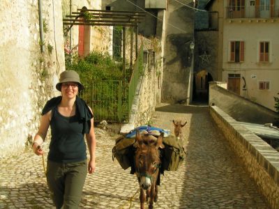 Eseltrekking fr Familien in Italien.