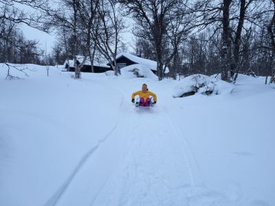 Schneehgel Abfahrt Winterurlaub Familienreise Schweden