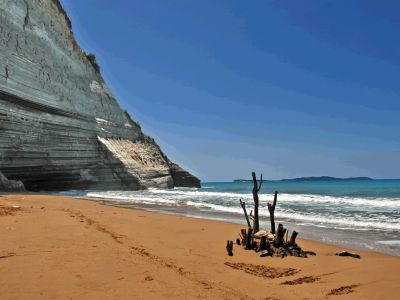 Sandstrand Bucht Korfu Paxos Familienreise